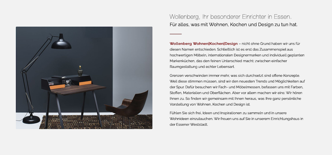 Firmenprofil Wollenberg Wohnen | Kochen | Design, Essen